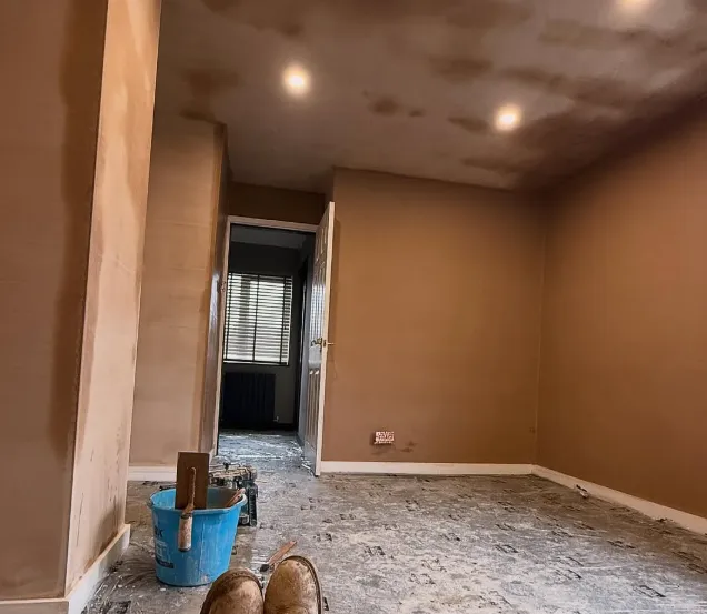 Plastering in a large room